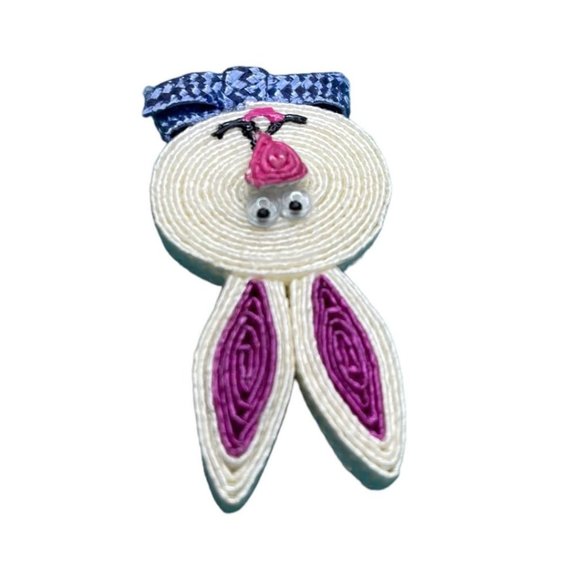 Rolled Straw Rabbit Head Easter Bunny Pin 2" - Picture 6 of 10